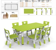 Yucai mẫu giáo bàn ghế cơ sở đào tạo giáo dục sớm trẻ em học bàn nhựa bé 6 bàn hình chữ nhật - Phòng trẻ em / Bàn ghế