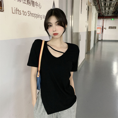 taobao agent Summer short sleeve T-shirt, design black top, plus size, fitted, trend of season