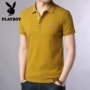 Playboy Summer Men Áo thun ngắn tay nam Lapel Solid Color Nửa tay áo Loose Young Teen Top Polo Áo sơ mi - Áo phông ngắn áo thun nam tay ngắn có cổ