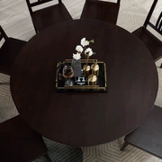 Bàn ăn và ghế gỗ nguyên khối kiểu Trung Quốc kết hợp hiện đại tối giản nội thất phòng ăn bàn tròn một bàn sáu ghế - Bộ đồ nội thất