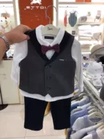 Quần áo trẻ em Hàn Quốc mùa xuân và mùa thu mẫu bé trai quý ông thắt nơ áo sơ mi vest quần tây phù hợp với áo ba lỗ - Phù hợp với trẻ em shop quan ao baby