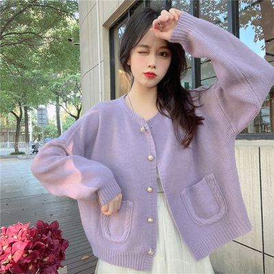 taobao agent Knitted cardigan, demi-season bra top, sweater, plus size, long sleeve