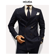 Mùa xuân mới Hàn Quốc nam kinh doanh sọc mỏng phù hợp với phù hợp với nam giới Hàn Quốc phù hợp với bộ ngực đôi phù hợp SET422 - Suit phù hợp