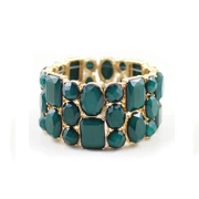 Phụ kiện khí chất thời trang châu Âu và châu Âu 99 carat Kết cấu mặt đàn hồi màu xanh lá cây thương hiệu vòng đeo tay rộng (KN)