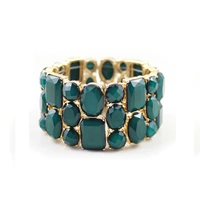 Phụ kiện khí chất thời trang châu Âu và châu Âu 99 carat Kết cấu mặt đàn hồi màu xanh lá cây thương hiệu vòng đeo tay rộng (KN) tỳ hưu vàng