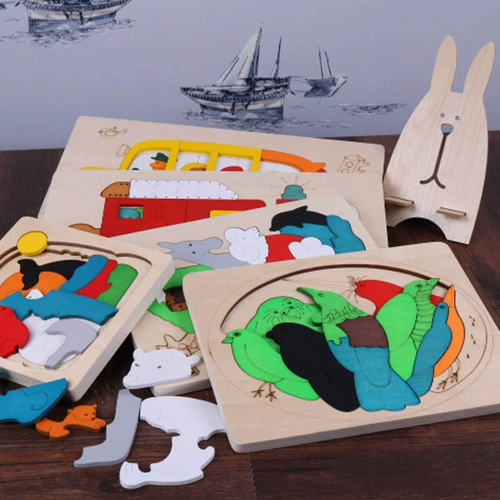 Многослойная трехмерная головоломка с лазером, деревянная игрушка, пожарная машина, пазлы для детей, подарок на день рождения