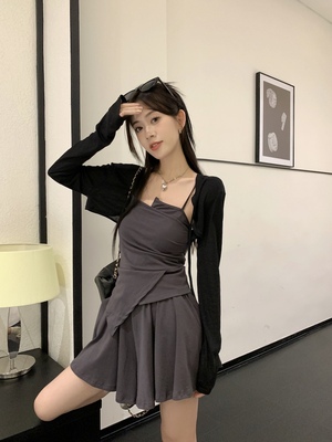 taobao agent Design tube top, summer bra top, knitted mini-skirt, cardigan, set, plus size, trend of season, lifting effect