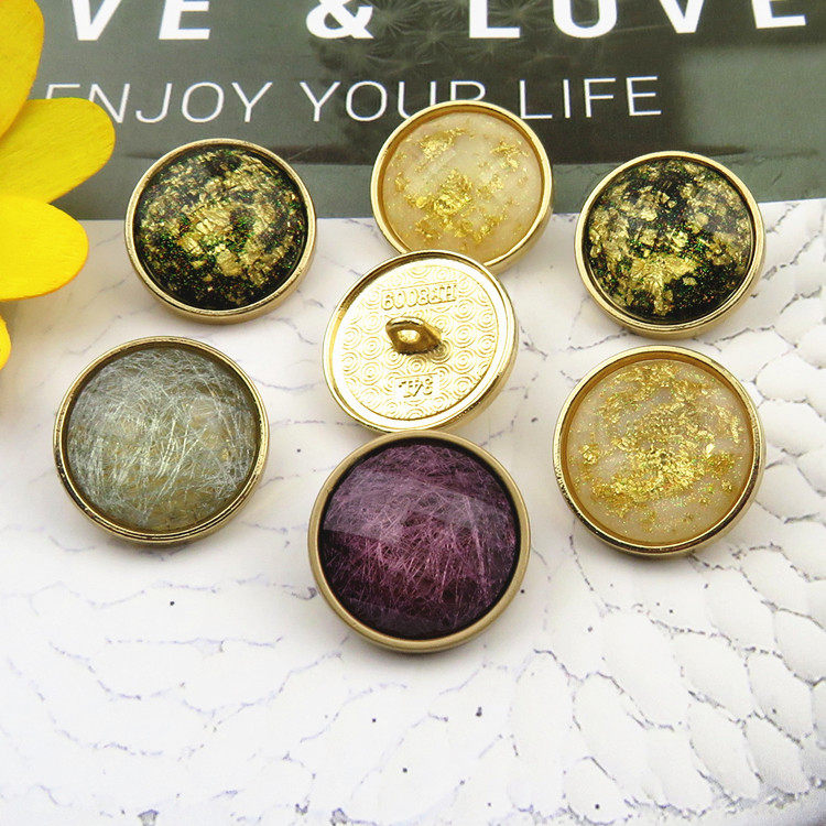 High-end metal buttons, small chanel-style gold foil acrylic round buttons, children's fashion coat, windbreaker, woolen coat buttons
