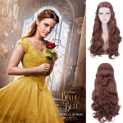 taobao agent Bunjia beauty and beast Princess Belle 2017 live movie cos wig brown long curly hair