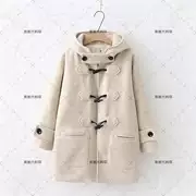 Áo khoác nữ mùa đông của Nhật Bản Windhorn Buckle Plus Áo khoác len lông thú hoang - Trung bình và dài Coat