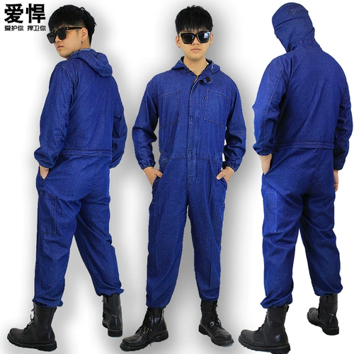 Летний тонкий хлопковый износостойкий комбинезон, шапка, защита от ожогов, свободный крой