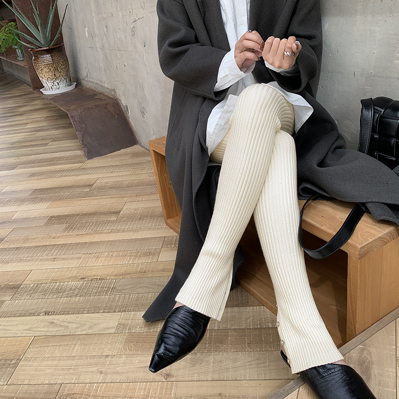 汤圆是卖衣服  秋冬修身针织螺纹小脚外穿紧身弹力毛线打底裤女