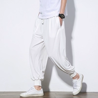 Летние тонкие шелковые белые штаны, спортивный быстросохнущий фонарь для отдыха, большой размер