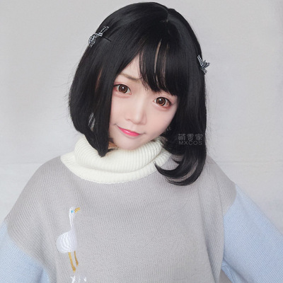 taobao agent Wig female short hair Korean air bangs grandma gray bobo headgear fluffy face repair pear flower head inner buckle curly hair set