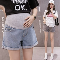 Quần bà bầu 2019 hè mới thời trang bà bầu quần short denim nữ mặc giản dị nâng bụng quần bà bầu ba quần - Phụ nữ mang thai quần / quần bụng shop quần áo bầu