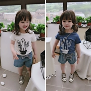 Quần áo trẻ em 2019 Mùa hè Mới vừa và nhỏ Trẻ em đơn giản Trẻ em Áo bé gái nam Cổ tròn tay ngắn Áo thun thoải mái - Áo thun