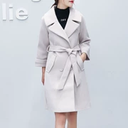 Áo khoác len nữ mùa đông mới 2018 dài phần thời trang Hàn Quốc Cà vạt mỏng phù hợp với áo khoác Nizi - Trung bình và dài Coat