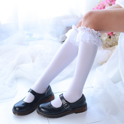 taobao agent Velvet socks, lace high boots, Lolita style, goose down, for transsexuals, cosplay