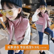Cô gái vest mùa đông mặc trẻ em nước ngoài dày len ấm vest vest trong quần nhung trẻ em không tay - Áo ghi lê