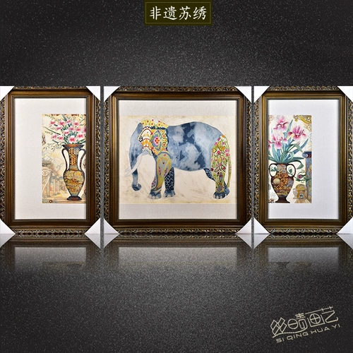 Siqing Painting Art Su Embroidery Products ручная вышитая слон Vase Vase Vase European -стиль