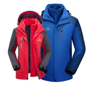 Bộ đồ trượt tuyết ngoài trời Jersey chống gió Bộ đồ leo núi hai mảnh Nữ áo khoác nam ba trong một - Quần áo ngoài trời cho trẻ em