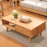 Bàn cà phê gỗ rắn Bắc Âu hiện đại tối giản gỗ sồi trắng phòng khách dài kiểu giường và đồ ăn sáng kiểu Nhật - Nhà cung cấp đồ nội thất