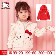 Hello kitty Quần áo trẻ em Hello Kitty 2019 mùa thu cô gái bằng gỗ trùm đầu áo khoác bé KT áo len cardigan - Áo khoác