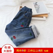 Quần jean dày, quần legging denim cho trẻ em mùa đông mới, quần dài, quần âu, quần lót cotton