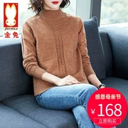 Áo len nữ cổ cao một nửa cạp chun Slim Phụ nữ thường mặc đồ dệt kim dài tay - Áo len