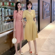 Mùa hè 2019 phiên bản Hàn Quốc mới của phụ nữ đơn giản eo dài V-cổ dài Váy chữ A nữ - váy đầm