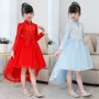 Trẻ em Trung Quốc ăn mặc cô gái Trung Quốc phong cách trailing sườn xám váy hoa nhỏ cô gái chủ nhà trang phục váy tuxedo váy set vest gile bé trai hàng cao cấp