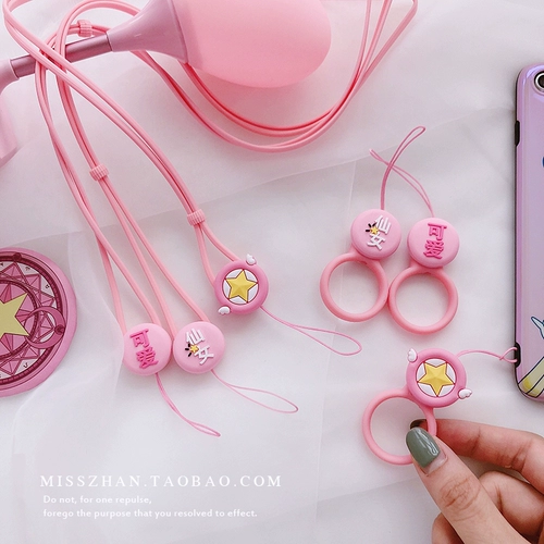 Милый розовый мультяшный ремешок, мобильный телефон, подвеска, силикагелевое универсальное кольцо