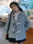 Mùa thu và mùa đông của phụ nữ Hàn Quốc nhỏ tươi lỏng sừng retro khóa trong phần dài áo khoác len dày áo gió - Trung bình và dài Coat áo khoác gió nữ