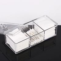 Прозрачная настольная косметическая коробка для хранения, ватные палочки, ватные диски, значок