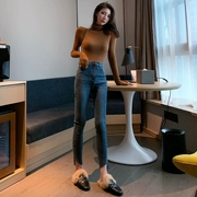 Mushroom Street 2019 thời trang mới dành cho nữ mùa xuân nước hoa nhỏ phiên bản Hàn Quốc của quần jeans ống rộng chân quần nữ mùa xuân - Quần jean