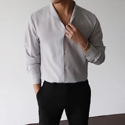 Quần áo nam mới của Hàn Quốc mua áo sơ mi nhỏ độc đáo áo sơ mi nam rủ lỏng lẻo áo sơ mi dài tay giản dị-SH719 - Áo