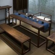 Mới Trung Quốc gỗ rắn bàn ghế kết hợp bàn trà Zen đen óc chó bàn trà phòng trà bàn trà đồ nội thất tùy chỉnh - Bàn / Bàn