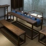 Mới Trung Quốc gỗ rắn bàn ghế kết hợp bàn trà Zen đen óc chó bàn trà phòng trà bàn trà đồ nội thất tùy chỉnh - Bàn / Bàn ban ghe cafe