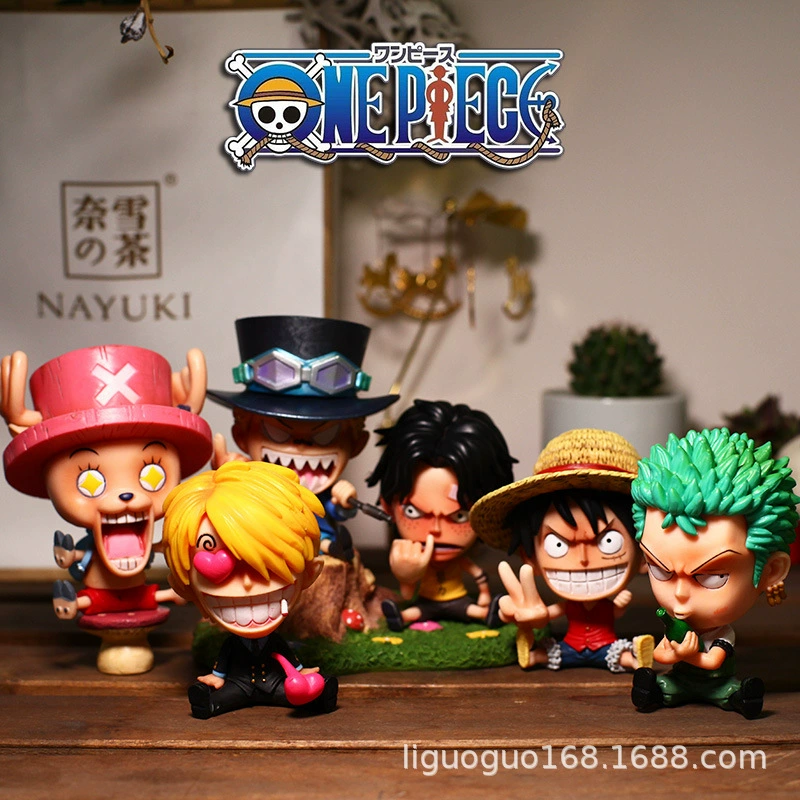 One Piece Phiên Bản Q Hải Tặc Mũ Rơm Luffy Ace Zoro Sanji Trang Trí Xe Mô Hình Làm Bằng Tay - Khác