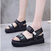 Dép sandal lưới đỏ nữ mùa hè năm 2019 mới hoang dã muffin dày đáy giày đi biển - Giày thể thao / sandles