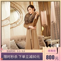 Áo khoác cashmere dài của phụ nữ mỏng eo mỏng Cà phê dày Camel Mới Scorpion Real Fur Cổ áo len - Accentuated eo áo áo khoác dạ đẹp