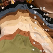 GAGAI 2018 phiên bản Hàn Quốc mới của cổ áo sang trọng nửa cao cổ áo thun áo len mỏng áo len nữ áo len