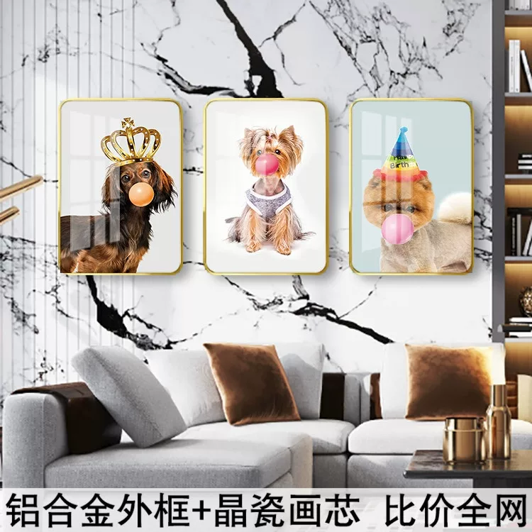 Нордическоеlivingroom декоративная картина минималистичная закруглённые углы, четырёхугольное животное собака рвота пузырь веранда фон настенная роспись