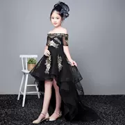 Hồng Kông trong nước mua cho trẻ em công chúa váy cô gái sợi bông mô hình máy chủ sàn catwalk kéo theo màn trình diễn piano đen - dương cầm