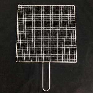 不锈钢烧烤夹子拍子小方格子烤网铁网长方形烤肉篦子把手帘子拍子