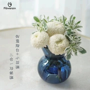 Nến xanh sáng tạo nhỏ bình hoa trang trí nhà kính châu Âu bình thủy tinh phòng khách màu xanh lá cây thủy canh cây phong phú chai tre - Vase / Bồn hoa & Kệ