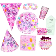 Cung cấp tiệc sinh nhật cho trẻ em Công chúa màu hồng gói tiệc chủ đề Năm trang trí bộ đồ tiệc - Sản phẩm Đảng / Magic / Hiệu suất