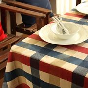 Khăn trải bàn châu Âu kẻ sọc bông và vải lanh năm mới nhà hàng khách sạn bàn tròn vải bàn cà phê vải vải mạng đỏ Địa Trung Hải Bắc Âu