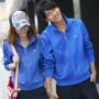 13 bộ đồ thể thao Zuobang Road 67218 chính hãng phù hợp với nam nữ đôi nam xuân thu đông Bộ đồ lụa hai mảnh của Hàn Quốc quần chạy bộ nam lining