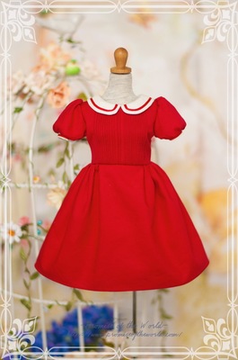 taobao agent BJD AZONE DD solid color small round neck classical short -sleeved dress
